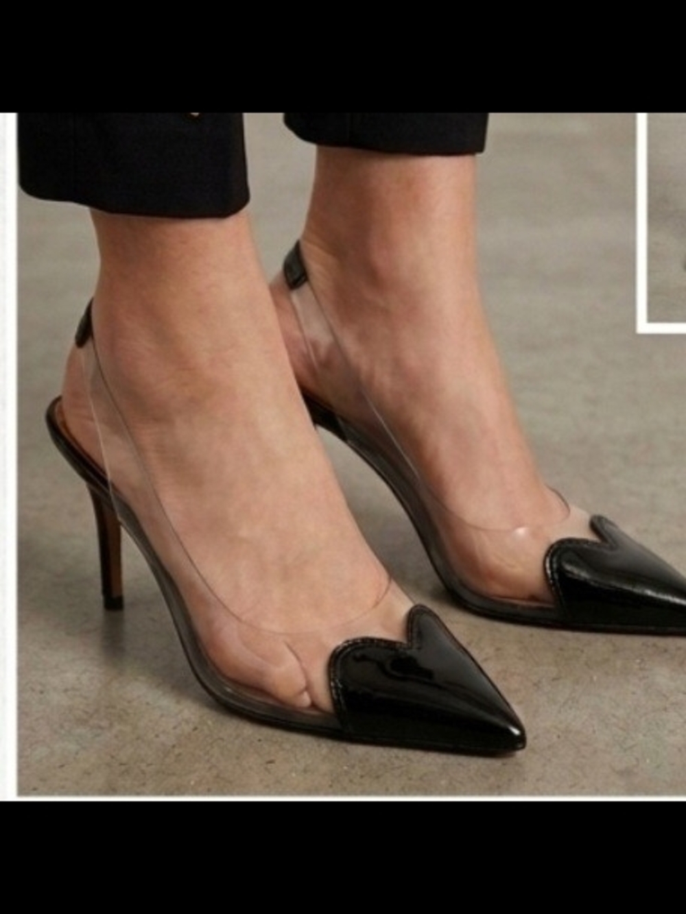 **Clear Slingback Pointed Toe Heels in Black